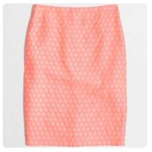 NWT - J. Crew Neon Flamingo Polka-Dot Pencil Skirt - Size 2